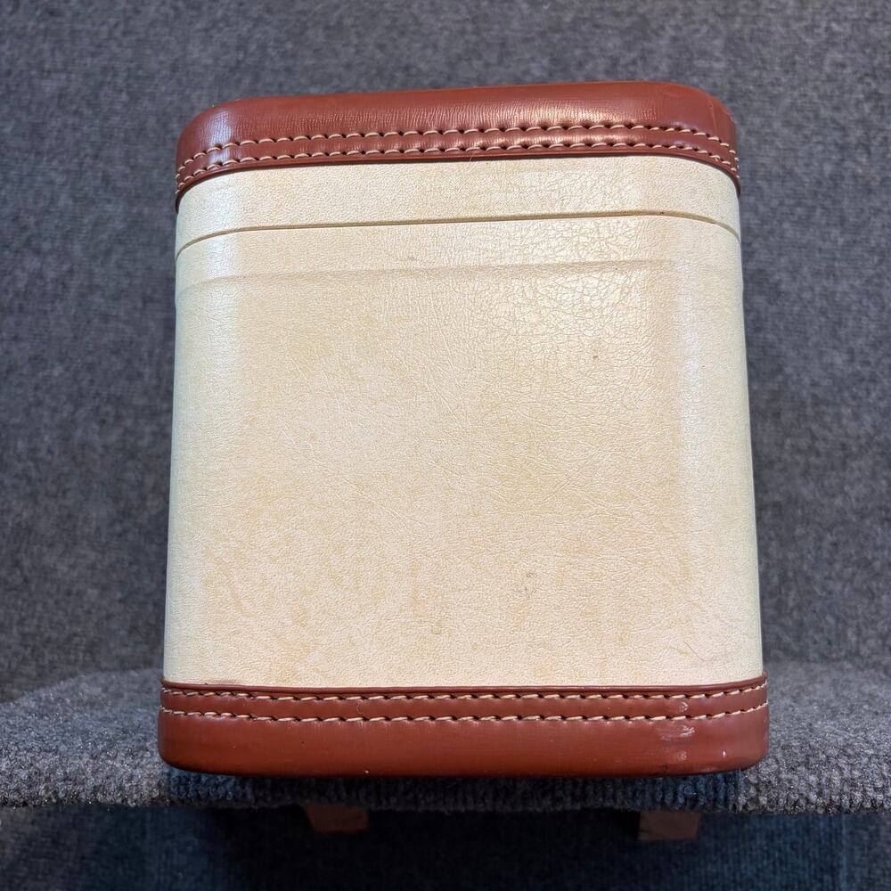 Vintage 40s StratOWay Cream Brown Train Case Luggage Carry On Makeup Vanity Box - Picture 5 of 11